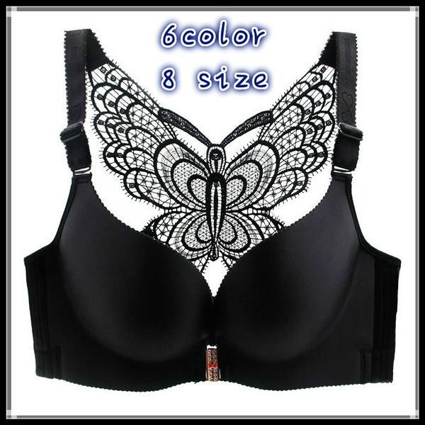 Women Plus Size Sexy Push Up Bra Front Closure Butterfly Brassiere