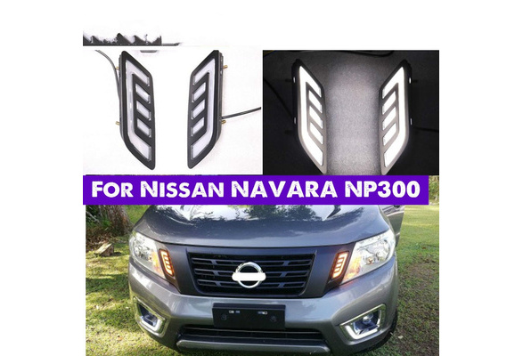 For Nissan NAVARA NP300 D23 2015 2016 2017 2018 2019 DRL Daytime Running  Lights mask grille 12V LED fog lamp with turning signal