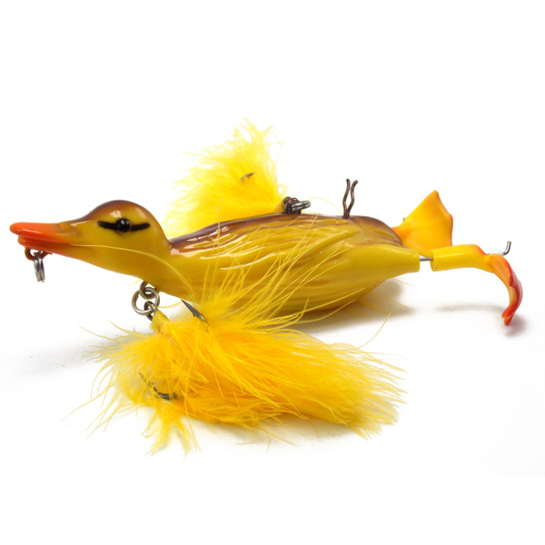 Hard Topwater Orange Duck fishing lures with rotating flippers 1PK