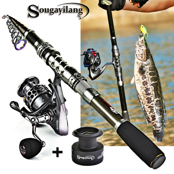 Sougayilang Fishing Rod Reel Combo Telescopic Fishing Pole Spinning Reel  for Travel Camping Fishing