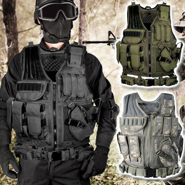 Military Vest Hunting Tactical Plate Carrier Holster Police Assault Combat Gear 