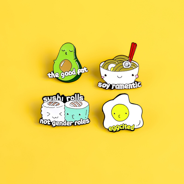 漫画の擬人化寿司アボカドエナメルピンかわいい寿司ロール卵焼きラーメンブローチバッグ服ラペルピン子供のためのギフト Wish 漫画の擬人化寿司アボカドエナメルピンかわいい寿司ロール卵焼きラーメンブローチバッグ服ラペルピン子供のためのギフト Wish