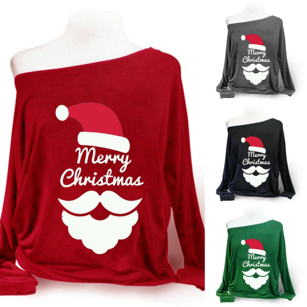 off the shoulder christmas sweatshirt