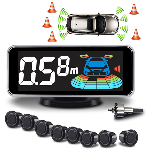 8 Sensors Led Display Car Parking Sensor Reverse Backup Radar Alarm System Kit Parking Sensor Car Automobile Reversing Radar Electronics Auto Detector Backing Assistance Kit Voice Buzzer Wish