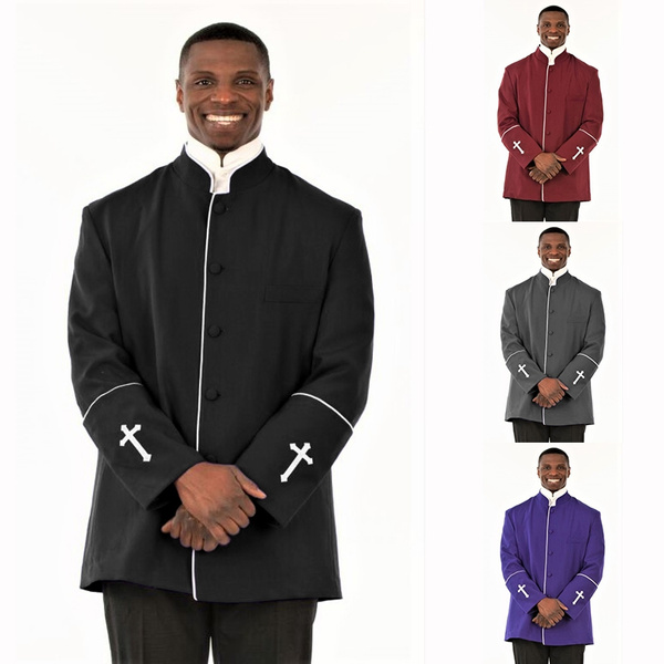 Men s Preacher Clergy Jacket Coat Clergyman Costume Outerwear Wish