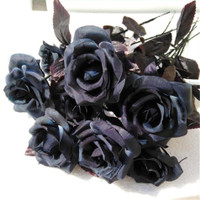 Wish Reseñas de clientes: Decoración de Halloween gótica artificial rosa  negra de 10 piezas para flores de utilería de novia cadáver