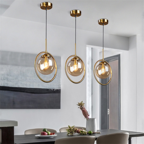 Nordic Glass Ball Pendant Lights Modern Gold Hanging Lamp Home Loft Decor Light Fixtures For Cafe Dining Room Kitchen Bedroom Wish - Ball Ceiling Lights Gold