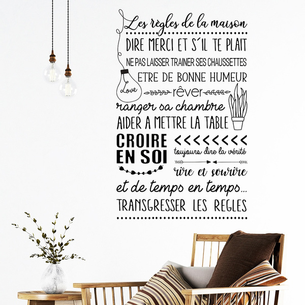 Sticker Citation Les Regles De A Maison Vinyl Wall Decal Wish