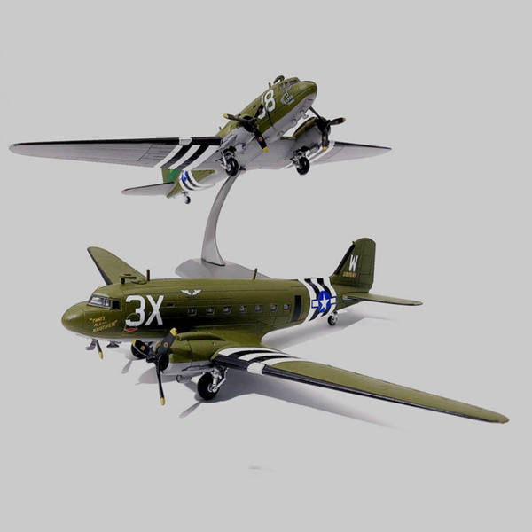 Military Airplane Model,Diecast Plane,for Collecting and Gift TANG DYNASTY 1:100 Douglas C-47 Skytrain Military Transport Aircraft,D Day 75th Metal Plane Model TM CD USAAF 1944 