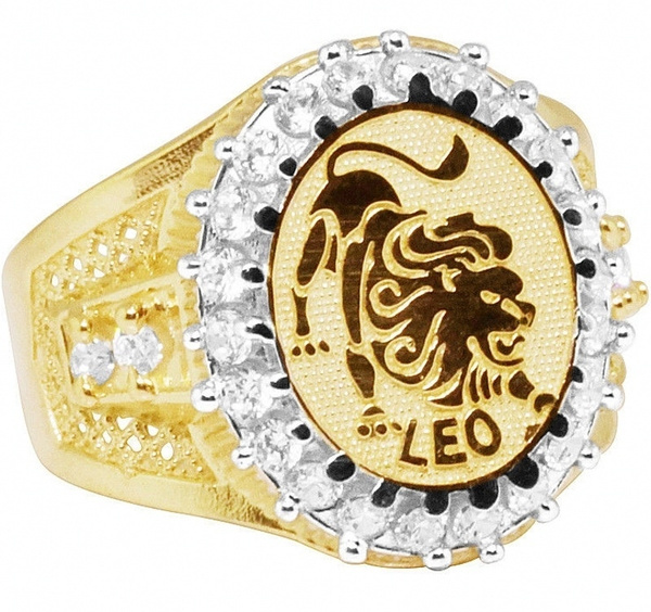 18K TWO TONE Gold Plated Mens Fashion Leo Lion Lucky Zodiac