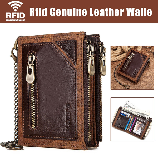 Mens zipper best sale wallet with chain