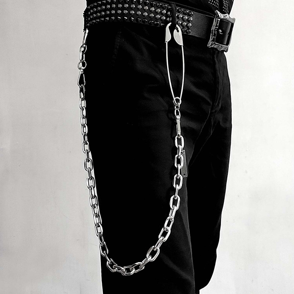 Fashion Punk Hip-hop Trendy Belt Waist Chain Multilayer Male wallet chain  Pants Chain Men Jeans Punk black Metal Pants Chains