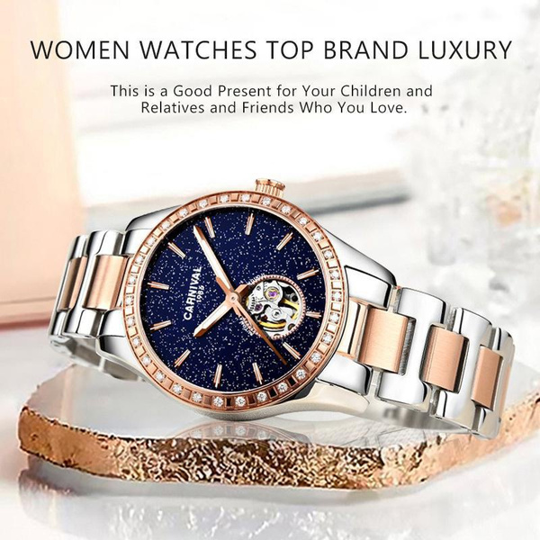 New Automatic Watch Women Luxury Brand CARNIVAL Tourbillon Women