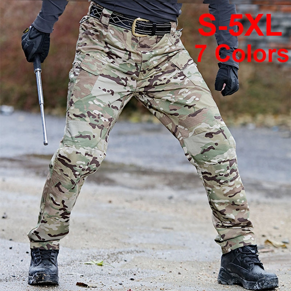 Men's Tactical Cargo Pants Multi-pockets SWAT Combat Trousers Hiking ...
