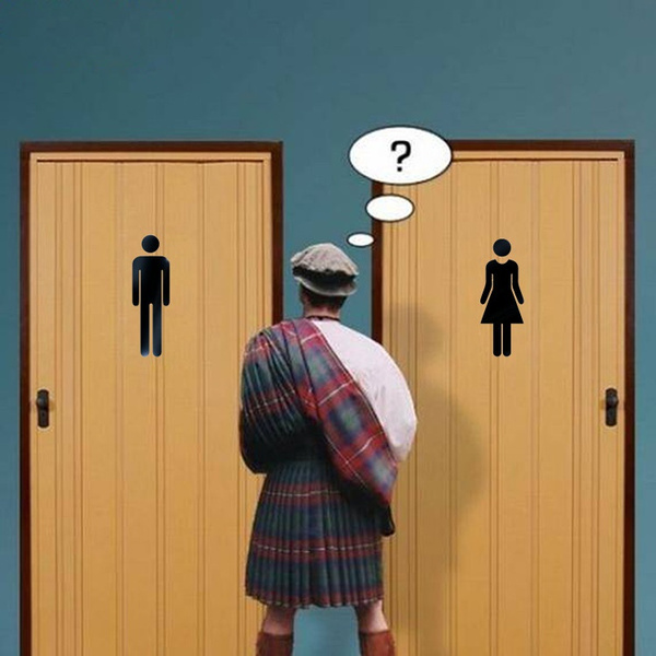 1xToilet Door Entrance Signs Mirror Wall Stickers DIY Poster Men Women Decal