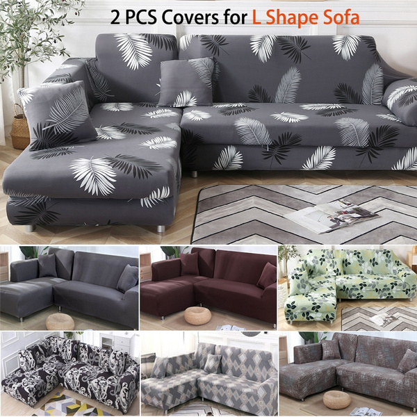 2pc Sofa Cover Elastic Couch For Sectional L Shaped Arm Chaise Longue Stretch Slipcover Wish 2pc Sofa Cover Elastic Couch For, 2 Pc Sectional Sofa Covers