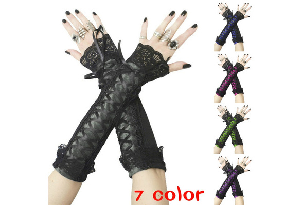 New Women s Fashion Lace Bandage Fingerless Gothic Gloves