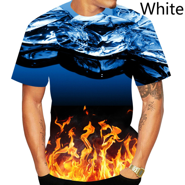Shirt Ice Block Fire Dragon Casual 