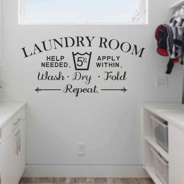 Wall Decal Decor Laundry Room Wall Decal - Wash Dry Fold Wall Stickers ...