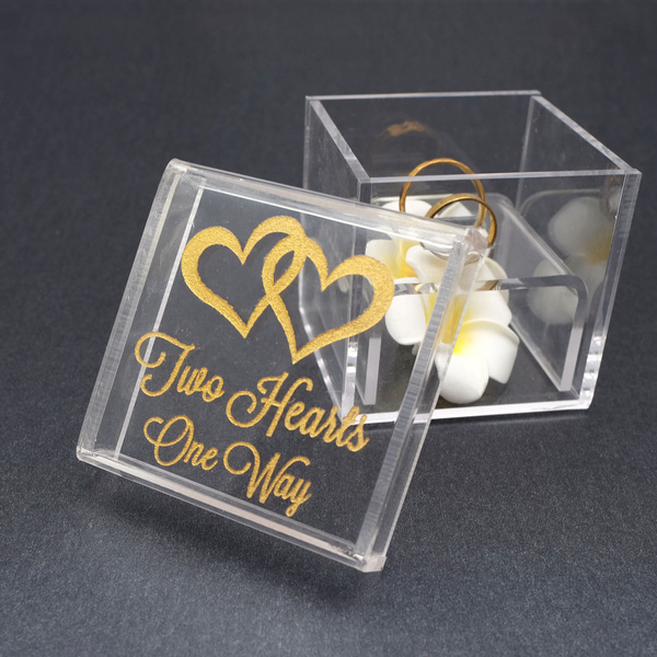 Clear Acrylic Jewelry Gift Box for Ring Holder Wedding Engagement Present  Kh