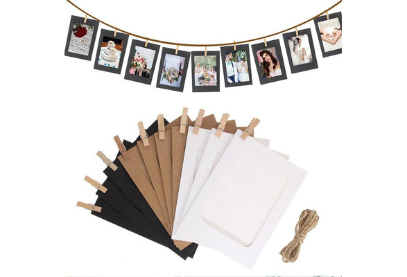10Pcs Paper Frame With Clips Wall Photo Frame DIY Hanging Picture Album LA 