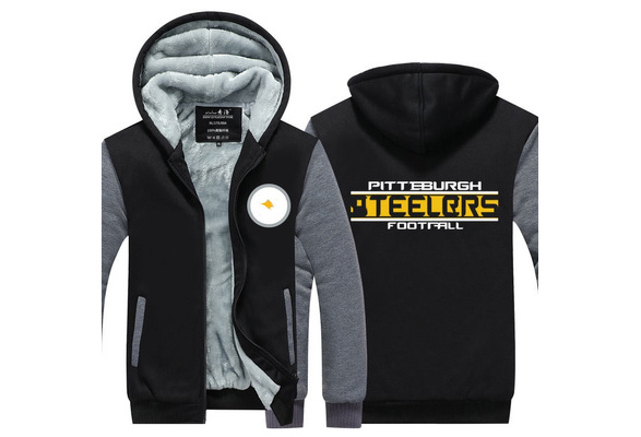 Pittsburgh Steelers Hooded Thicken Zip Fleece Winter Hoodie Ski Suit Jacket  Coat