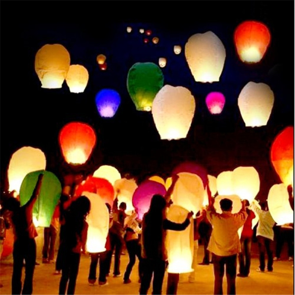 20Pcs Pink Paper Chinese Lanterns Sky Fly Candle Lamp for Wish Party Wedding 