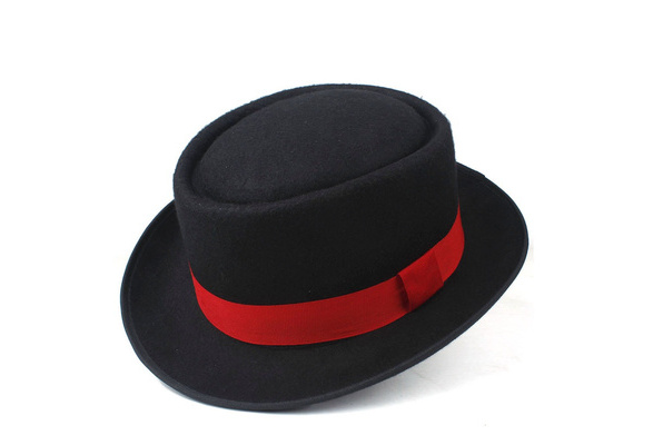 Unisex Men Women Pork Pie Hat with Red 