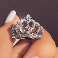 Luxury Engagement Rings for Women Crown Shape Rhinestone Wedding Rings Gifts for Lover