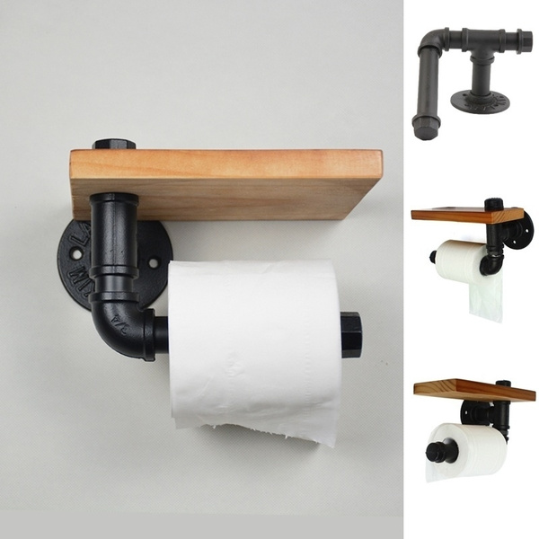 Industrial Retro Urban Style Iron Pipe Wall Mounted Toilet Paper Holder Roller 