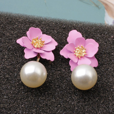 pink, party, Flowers, Dangle Earring