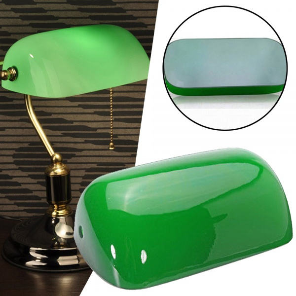 Vintage Green Plastic Desk Banker Lamp, Replacement Glass Shade For Bankers Lamp