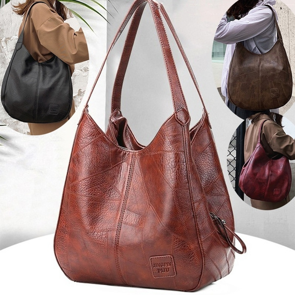 Women Vintage PU Leather Bag Shoulder Bag Large Capacity Ladies Hand Bags Tote 