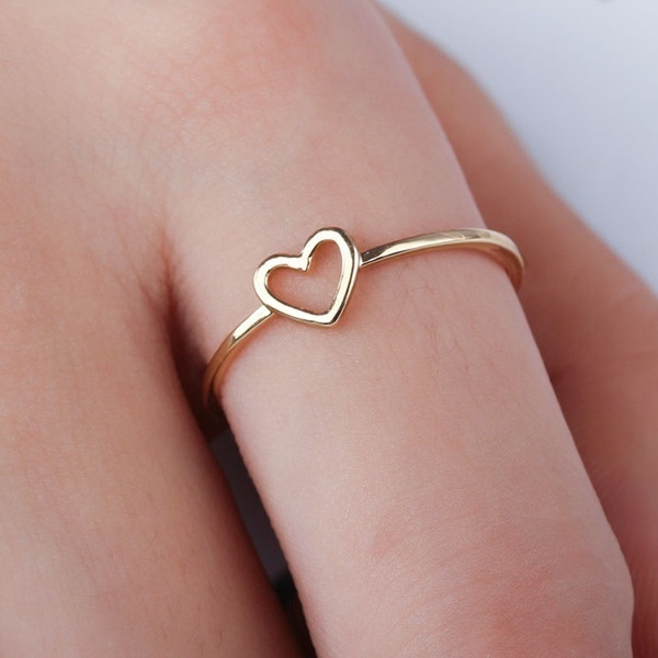 14k Gold Ring Good Friends Heart Ring Heart Shape Promise Band Love Rings Women Party Ring Friendship Gift Jewelry Wish