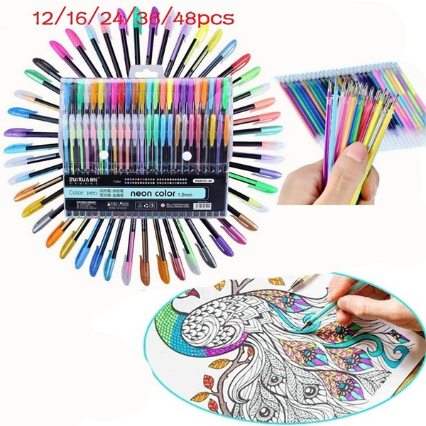12/18/24/36/48 Colors Neon Color Glitter Pen Refills Drawing Pen Kids Gifts 
