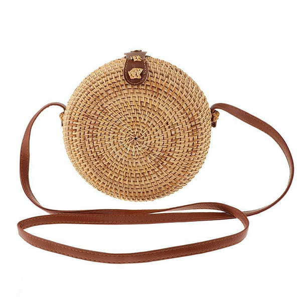 Buy Handwoven Round Rattan Bag Purse for Women, Tote Basket Circle