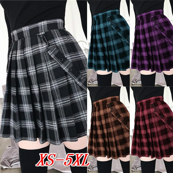 fall black plaid skirt