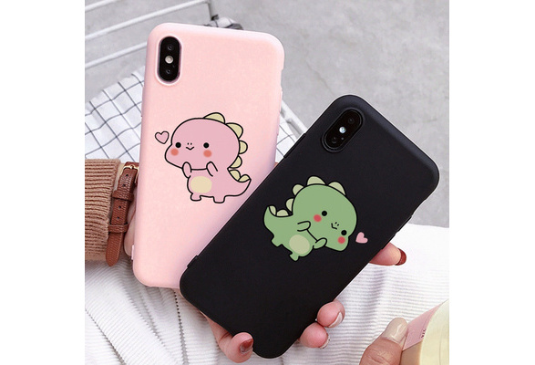 Black Pink Cute Dinosaur Phone Case for iPhone 11 Pro Max Cover