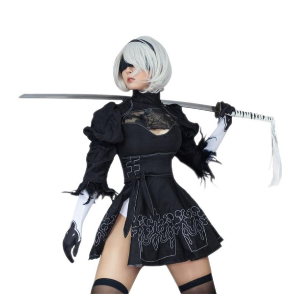 Nier Automata Yorha 2B Cosplay Suit Anime Women Outfit Disguise Costume Set  Fancy Halloween Girls Party Black Dress