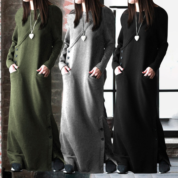 JIM & NORA Women's Sweatshirt Dress Fashion Split Hooded Dresses Autumn  Clothes Solid Long Sleeve Casual Pullovers Tops Hoodie - AliExpress