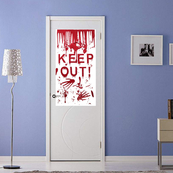 CreazyBee Keep Out New Halloween Creative Door Stickers Glass Window Stickers Terror Red 