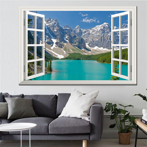 WINDOW 3D EFFECT SCENE CANVAS PICTURE PRINT WALL ART D46 