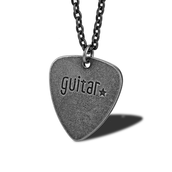 Stainless Steel Necklace Guitar Pick Pendant Necklace Unisex Guitar