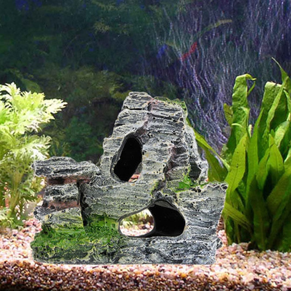 1pcs Mountain View Aquarium Rockery Hiding Cave Tree Fish Tank DecorationUS 