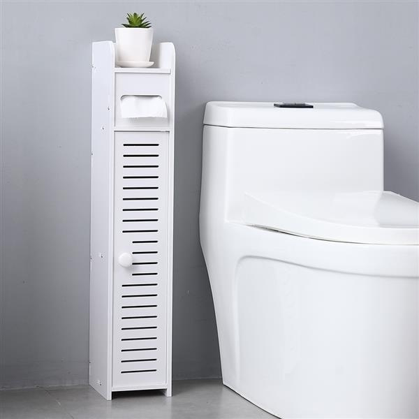 Small Bathroom Floor Corner Cabinet Toilet Paper Storage Holder Organizer  Shelf