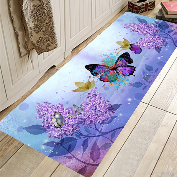 ALAZA Cartoon Frog Butterfly Landscape Shag Collection Non-Slip Area Rug Carpet Doormat for Kitchen Entryway Living Room Bedroom Sofa 1'7 x 3'3 