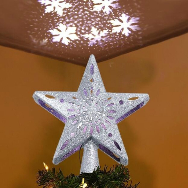 OurWarm 3D Glitter Star LED Christmas Tree Topper White