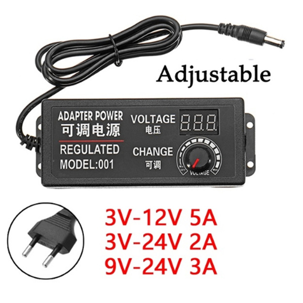 3V-24V 2.5A 60W Adjustable DC Power Supply Adapter LCD Control Volt Display US 