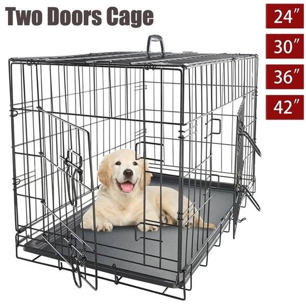 Portable Dog Pet Cage Collapsible Metal Crate Kennel House Playpen 24