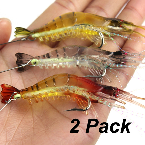 2PCS Saltwater Fishing Lures Artificial Shrimp Hooks Baits
